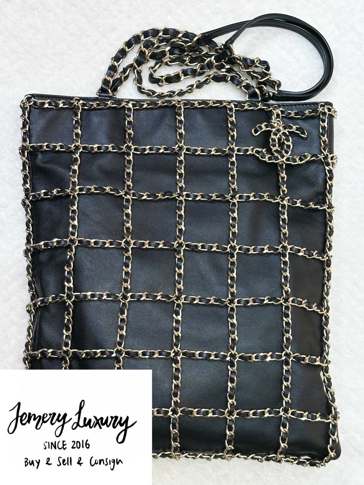 Chanel CC Lambskin Shopping Tote with Chain GHW 2875 holo card