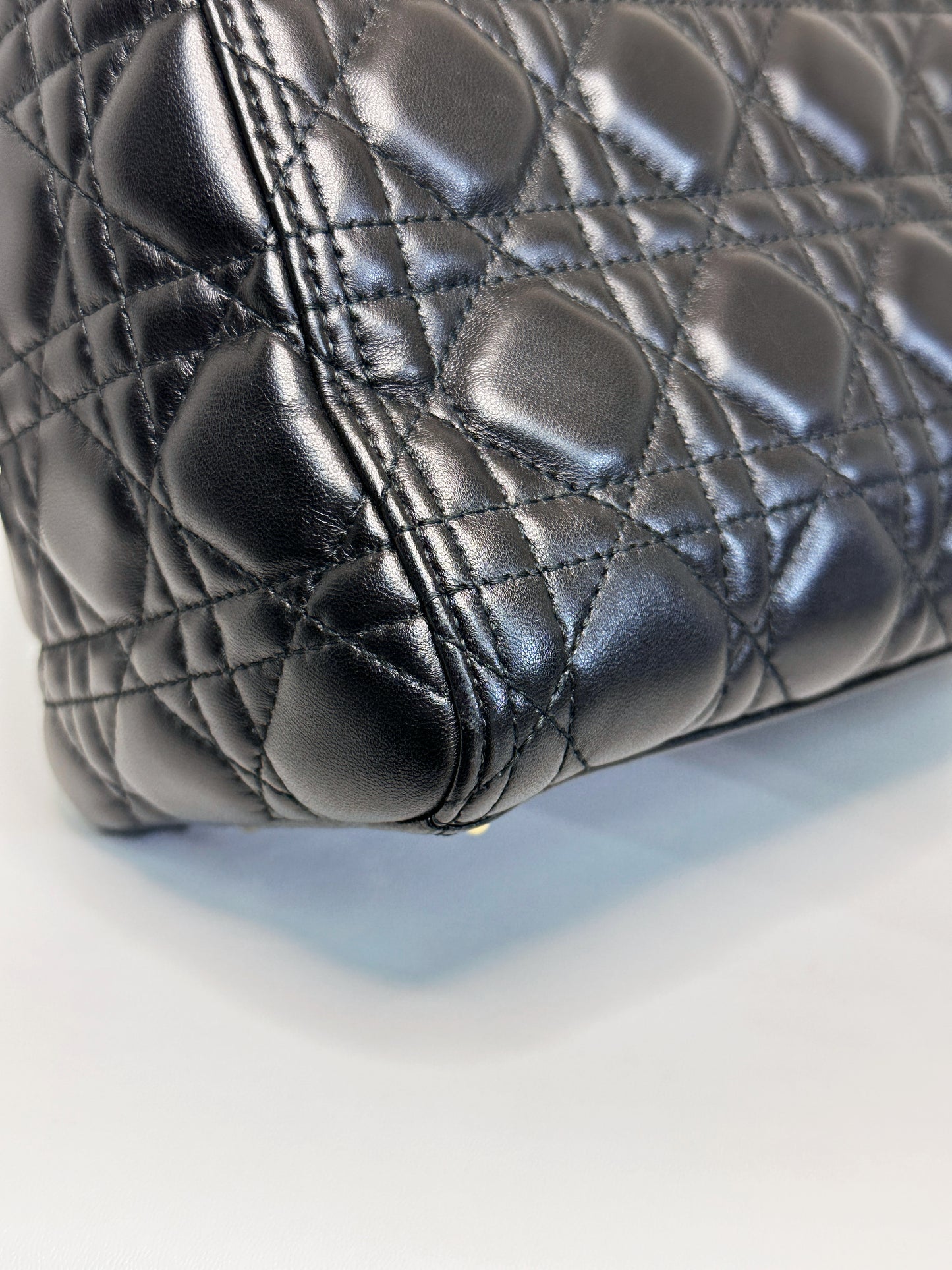 Christian Dior Medium Cannage Lambskin Lady Dior Bag Black GHW