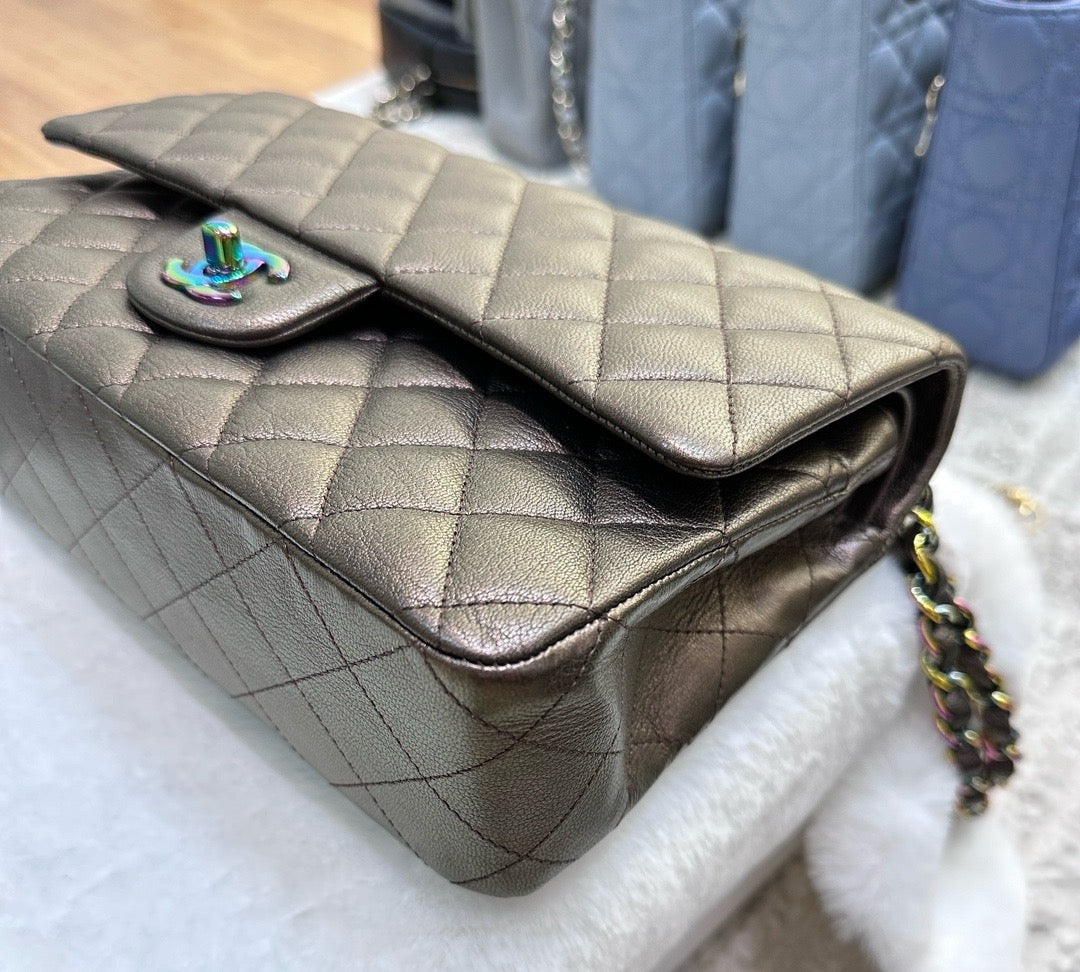 CHANEL Classic Bronze Double Flap Iridescent Hardware