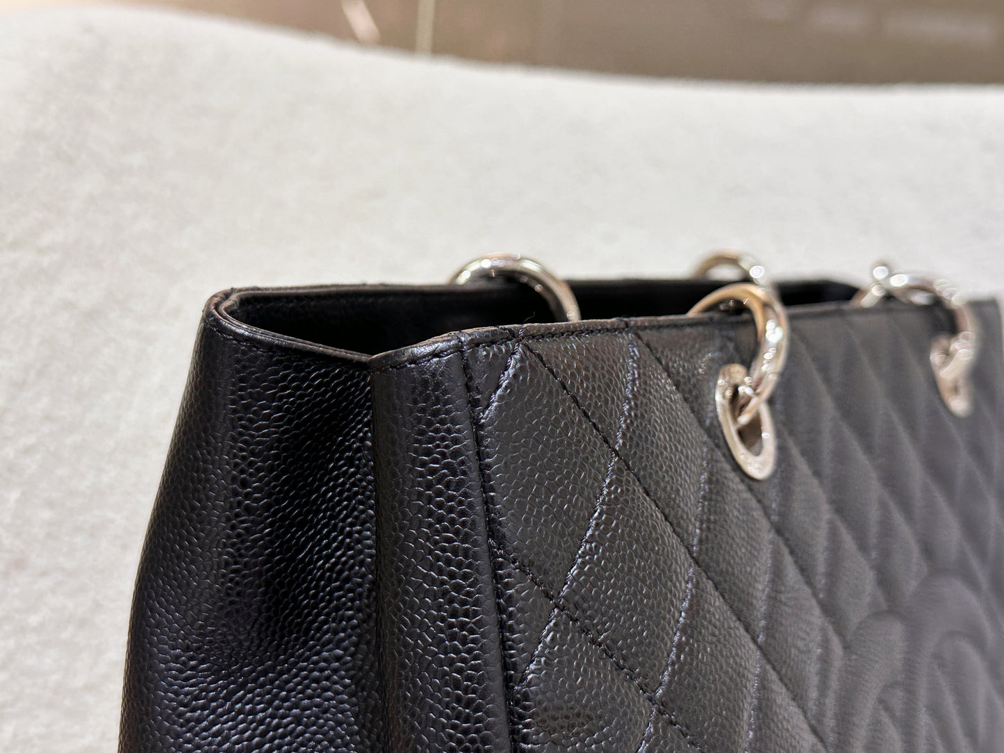 Chanel Caviar Grand Shopping Tote GST Black SHW 1594 holo card