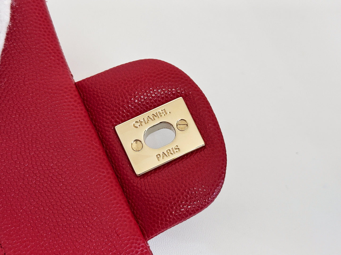 Chanel 19B Small Quilted Caviar Classic Double Flap Bag Red 2851 holo card