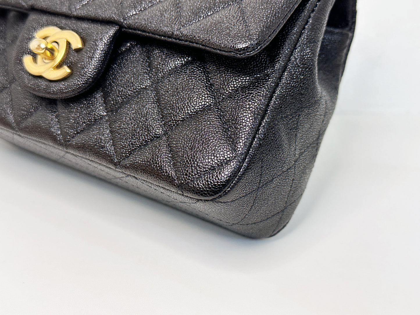 Chanel Mini Rectangular Top Handle Flap Bag Black Caviar GHW 3129 holo card
