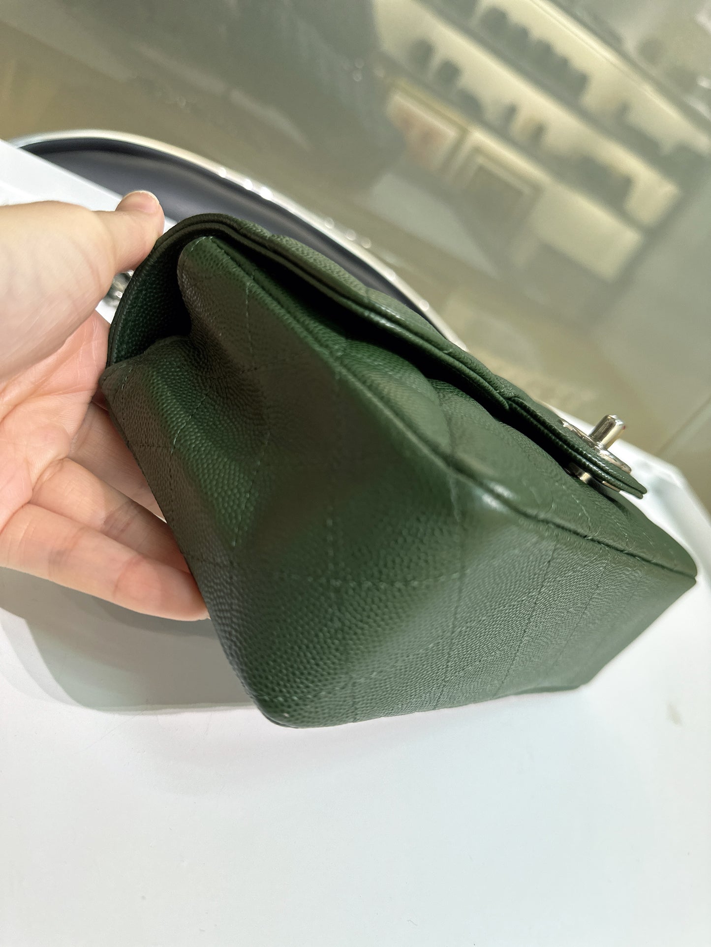 Chanel Mini Rectangular Classic Flap Bag Green