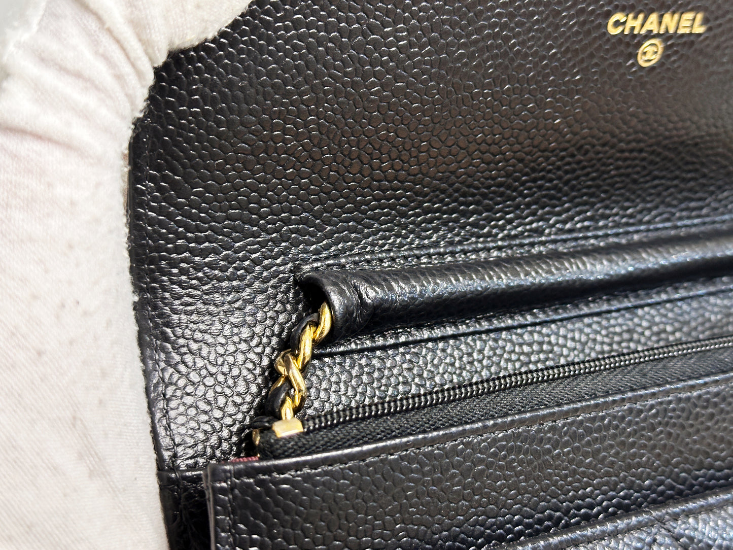 Chanel Classic Wallet on Chain Caviar Black GHW 2859 Holo card