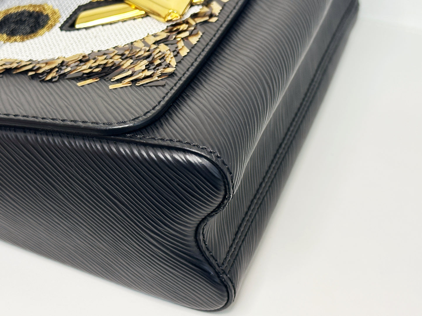 Louis Vuitton Black Epi Leather Sequin Owl MM Twist Bag