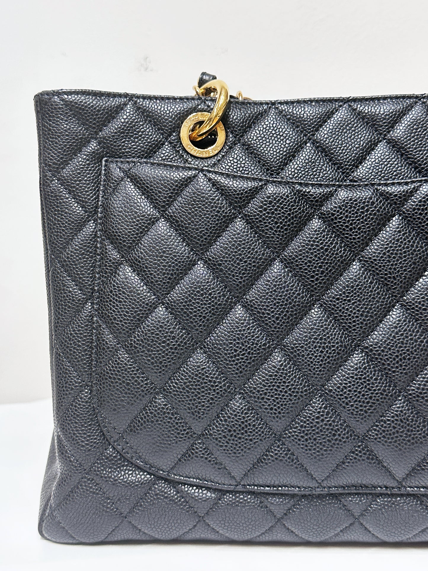 Chanel Caviar Grand Shopping Tote GST Black GHW 1640 holo card