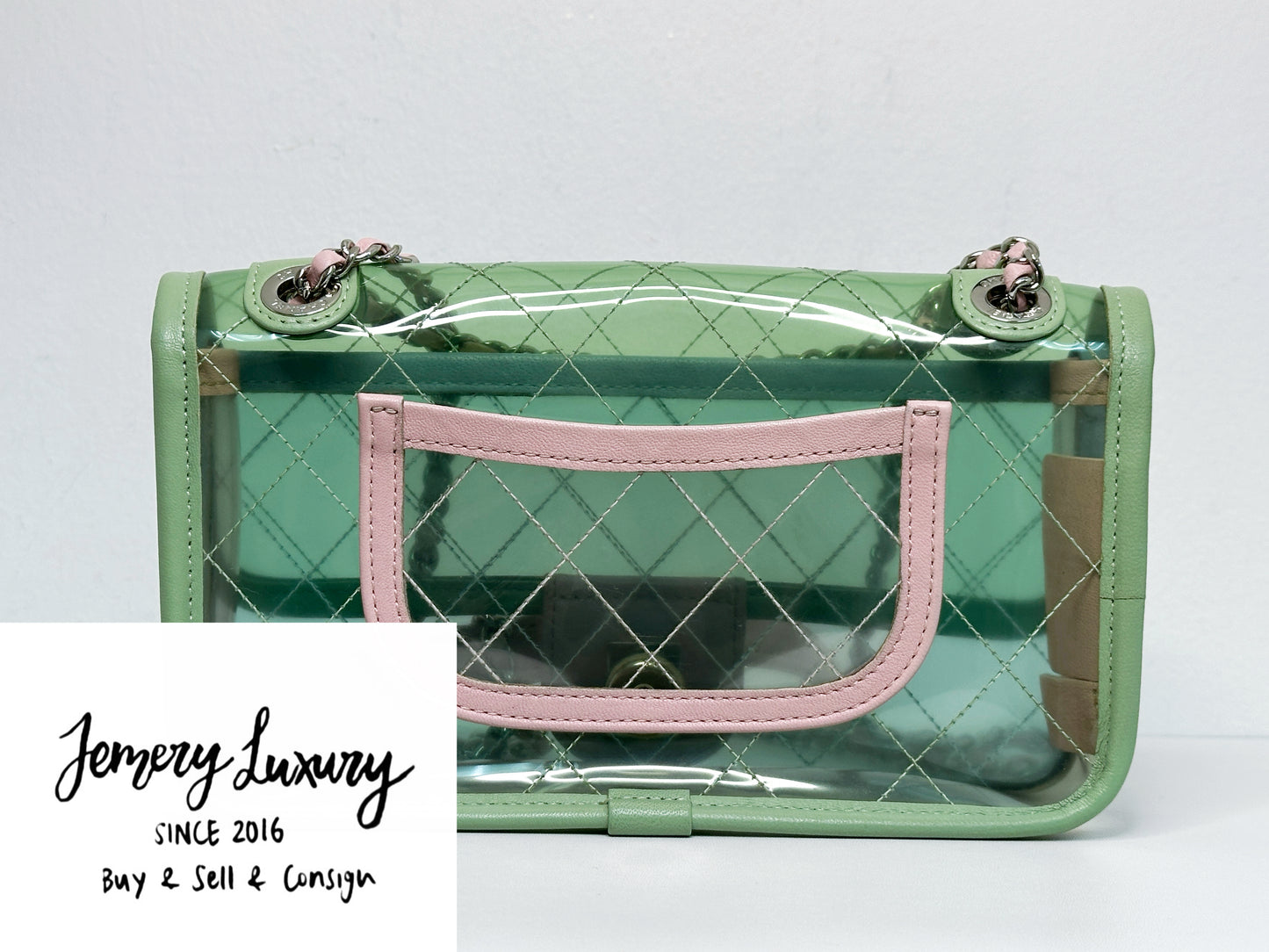 Chanel Coco Splash PVC Mini Flap Bag Green/Blue/Pink 25499 holo