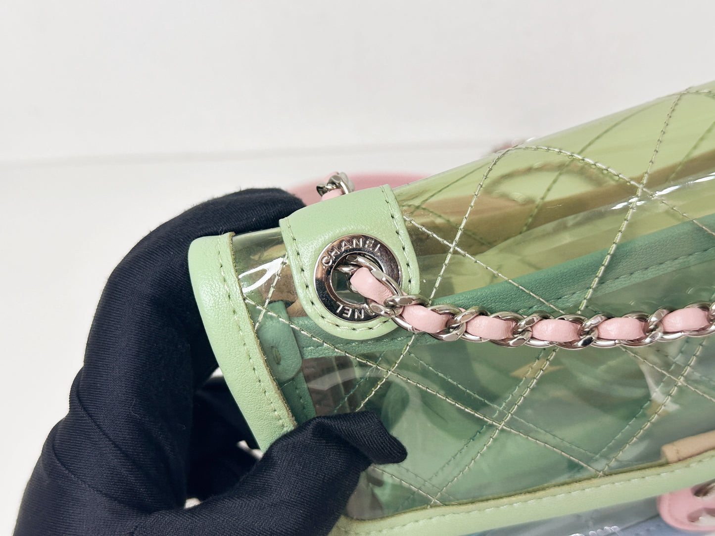 Chanel Coco Splash PVC Mini Flap Bag Green/Blue/Pink 2569 holo
