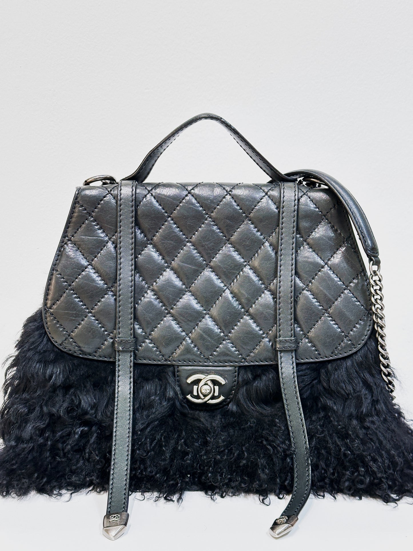 Chanel Paris-Dallas Double Flap Bag Quilted Calfskin and Fur Large