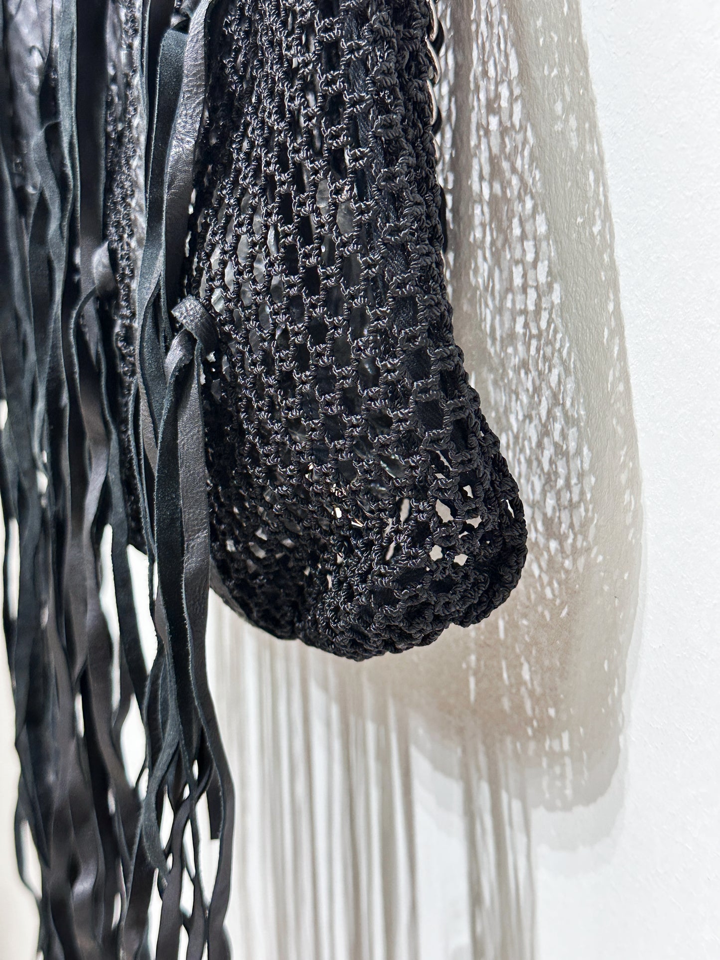 Chanel Limited Edition Resort Black Fringe Mesh Tote Bag 1426 holo