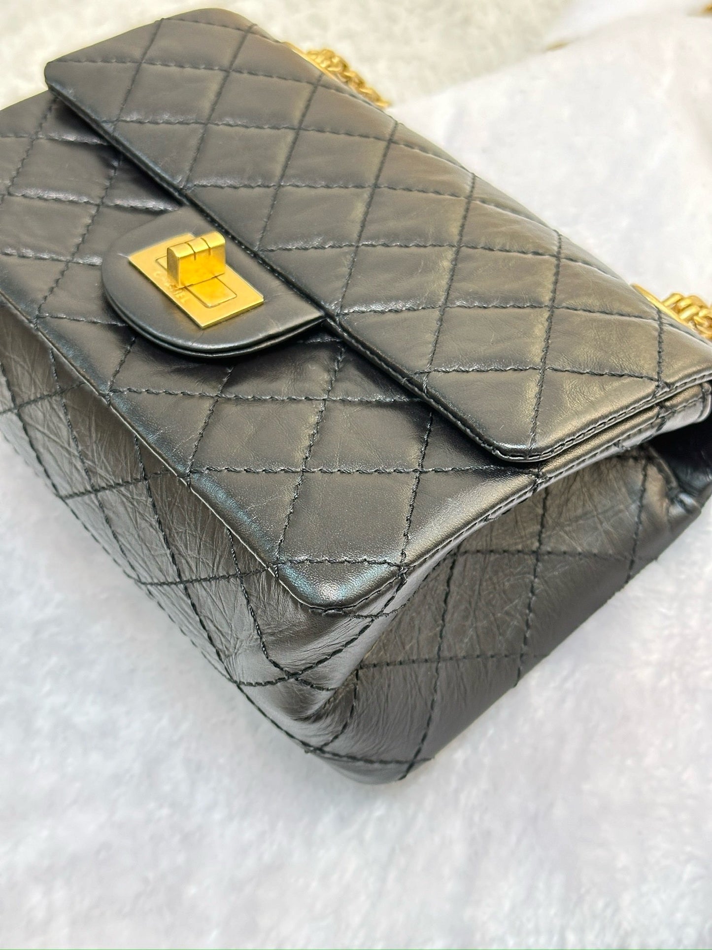 Chanel Mini Aged Calfskin Quilted 2.55 Reissue Flap Black Bag