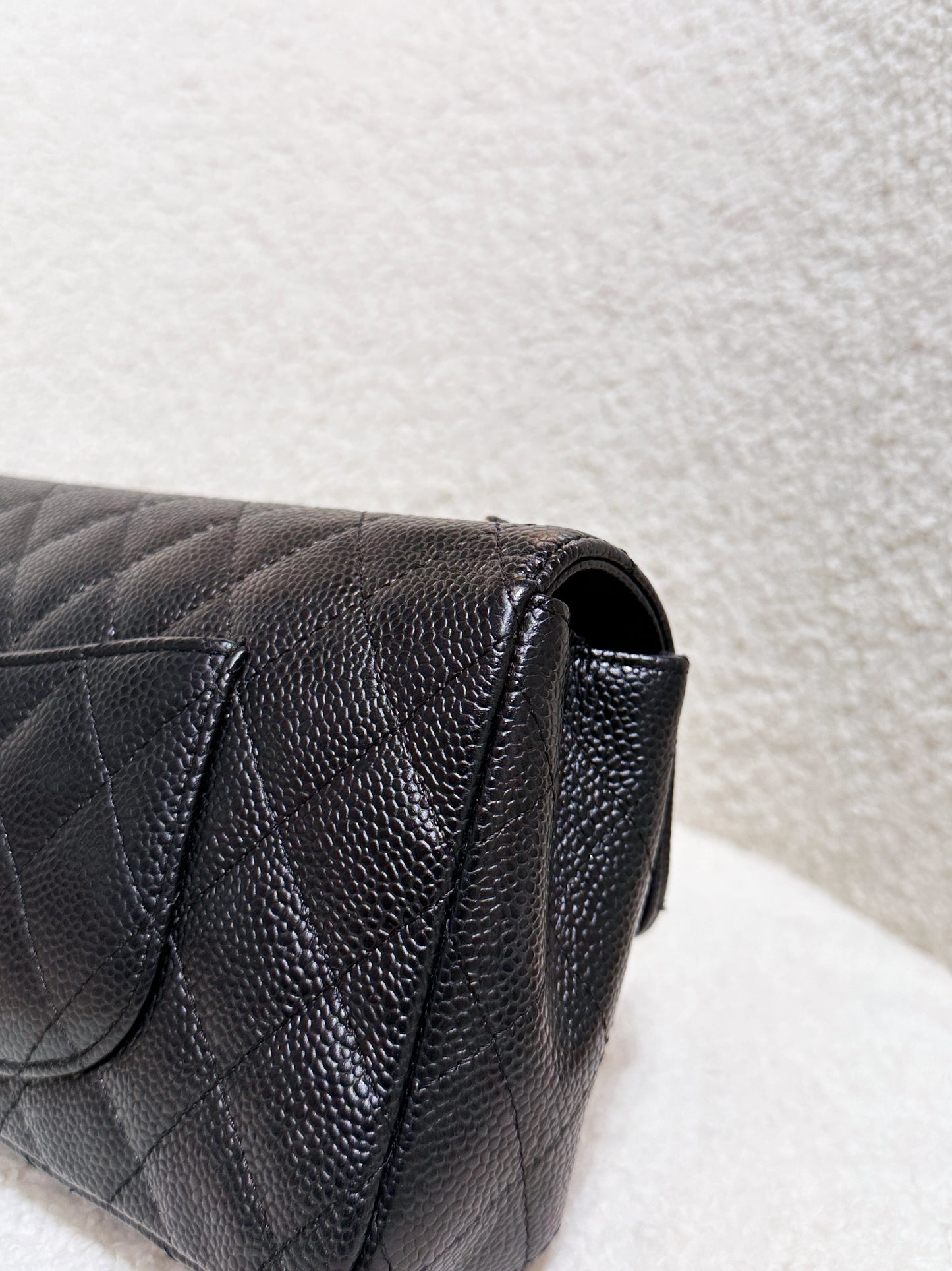 Chanel 24K Gold Caviar East West Flap Bag Black GHW 1273 holo card