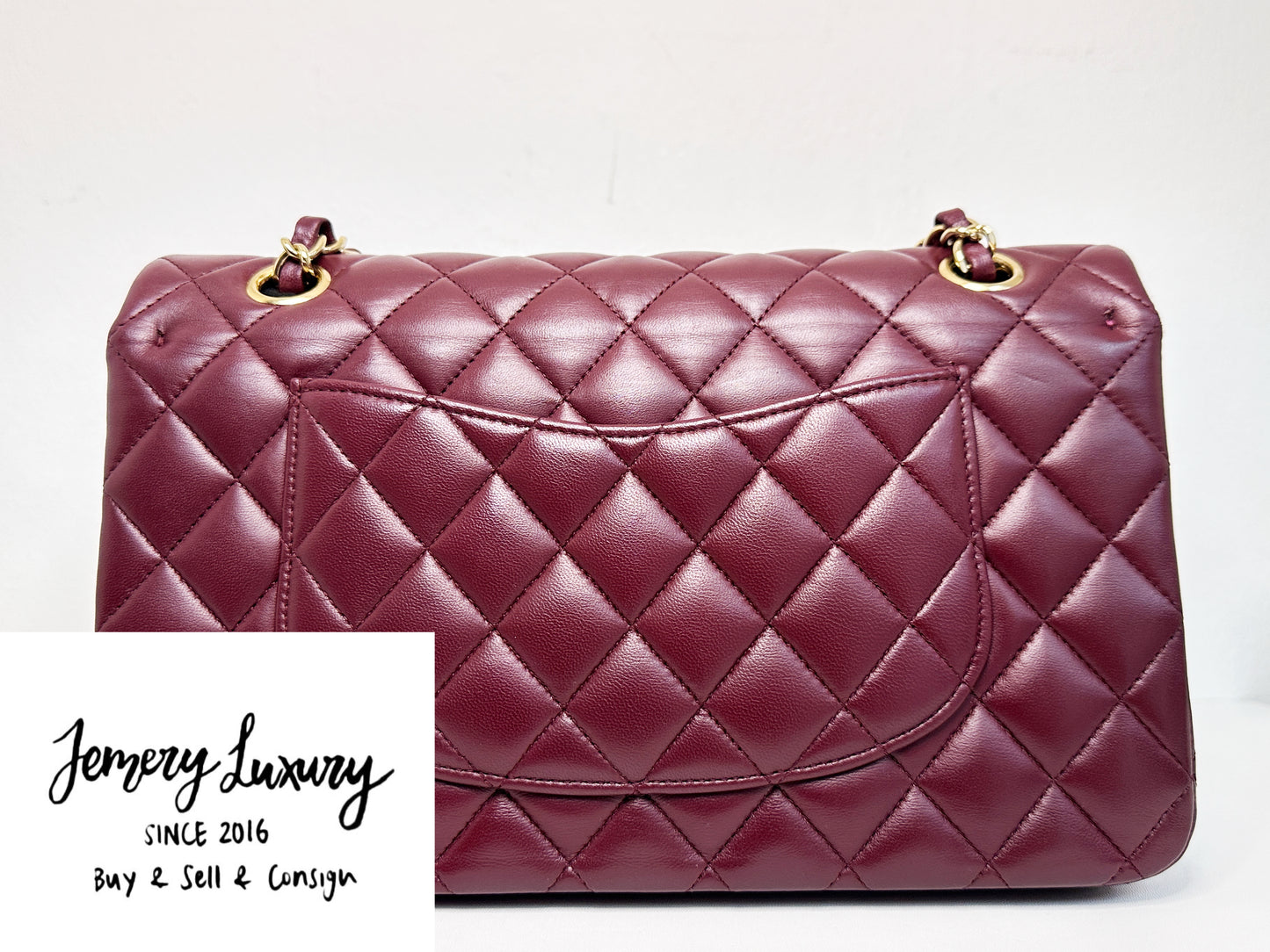 Chanel Classic Quilted Lambskin Medium Double Flap Bag Burgundy 2173 holo
