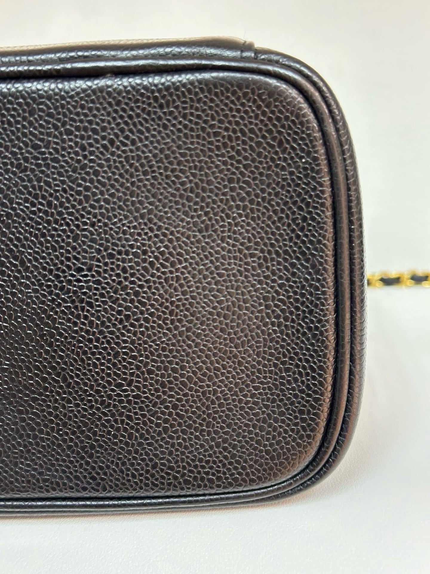 Chanel Vintage Vanity Case Black Caviar GHW 2 holo card