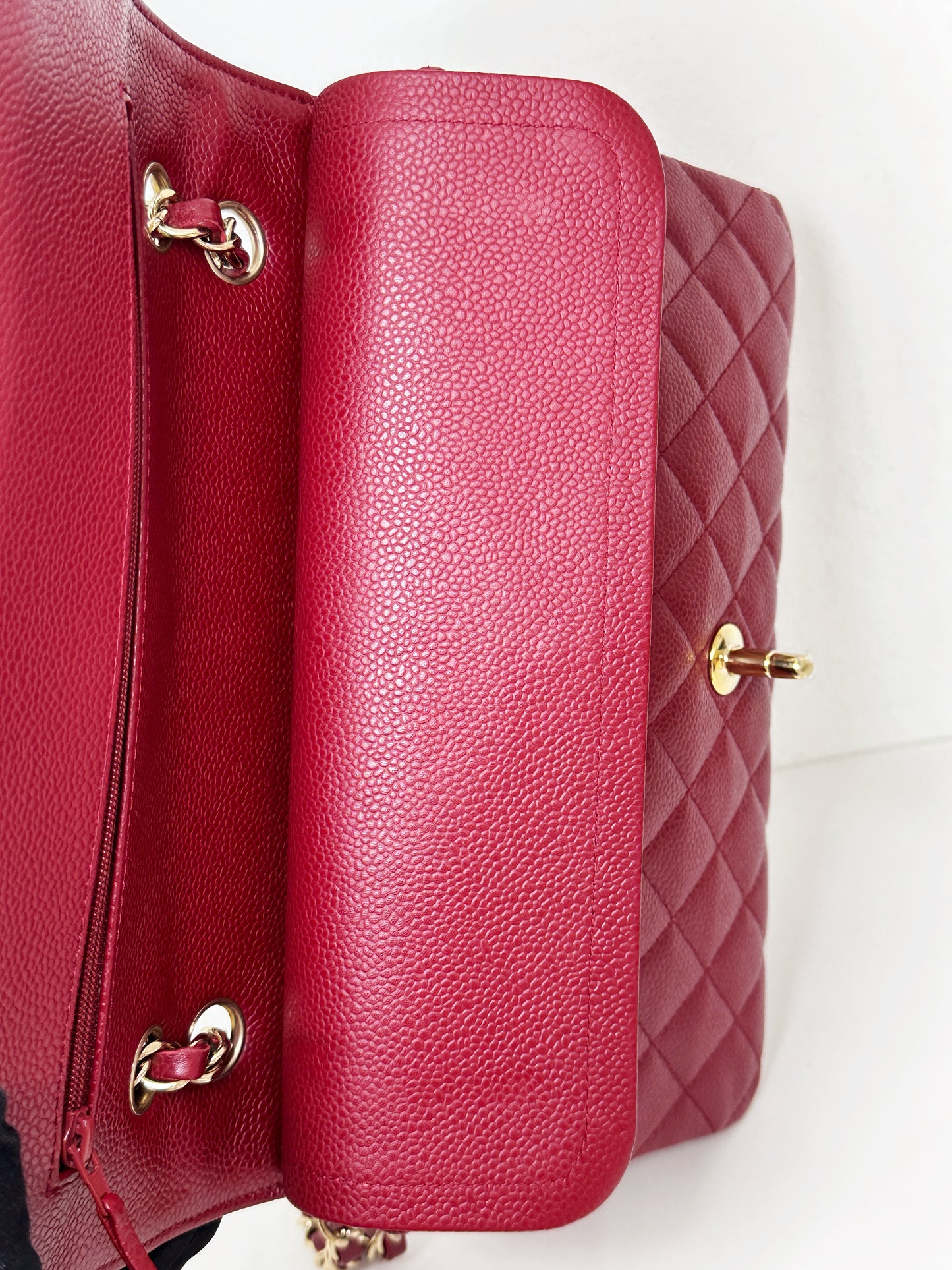 Chanel Caviar Classic Quilted Medium Double Flap Bordeaux Bag 1307 holo card
