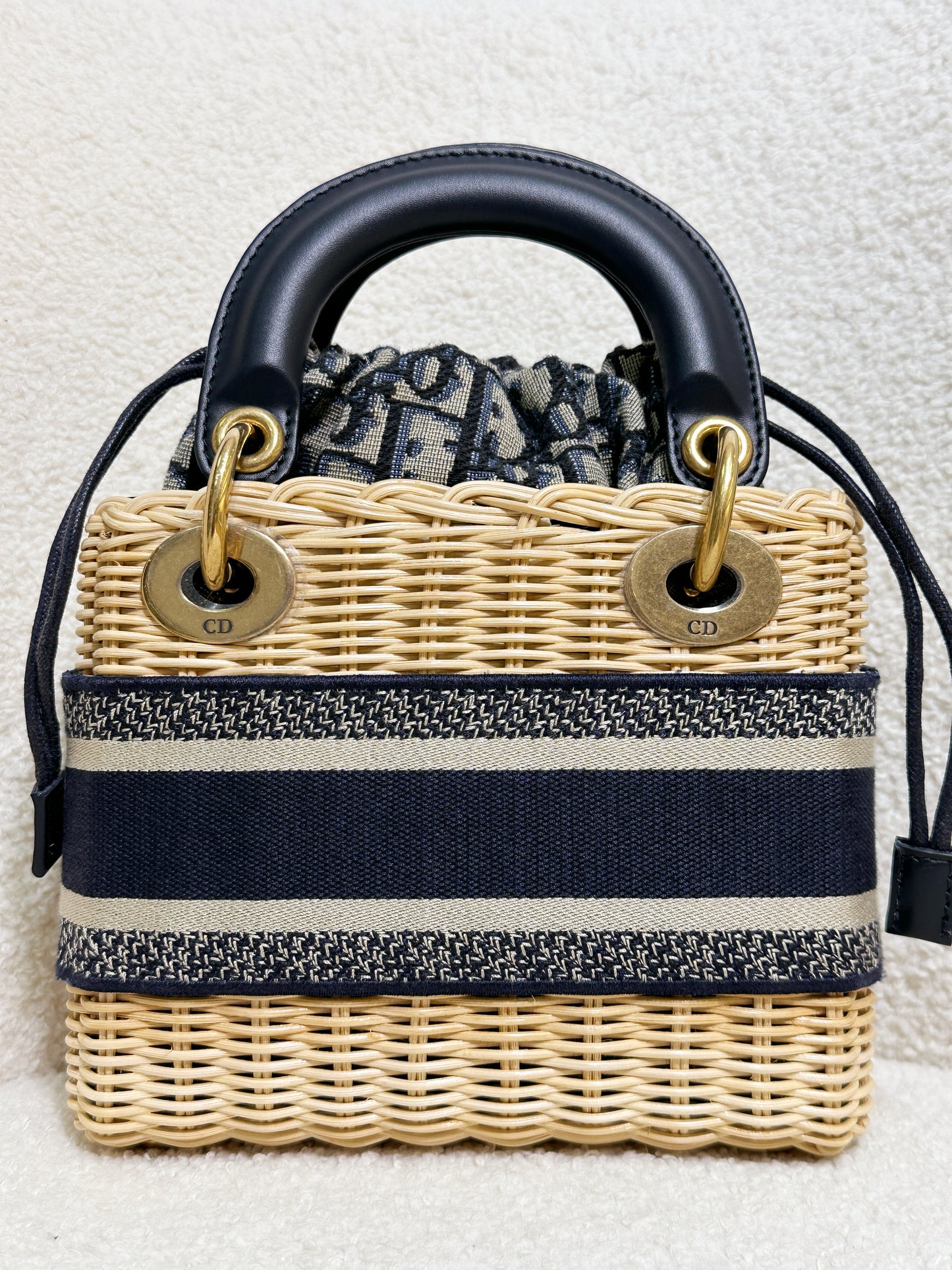Christian Dior Bicolor Wicker Jacquard Mini Lady Dior Bag