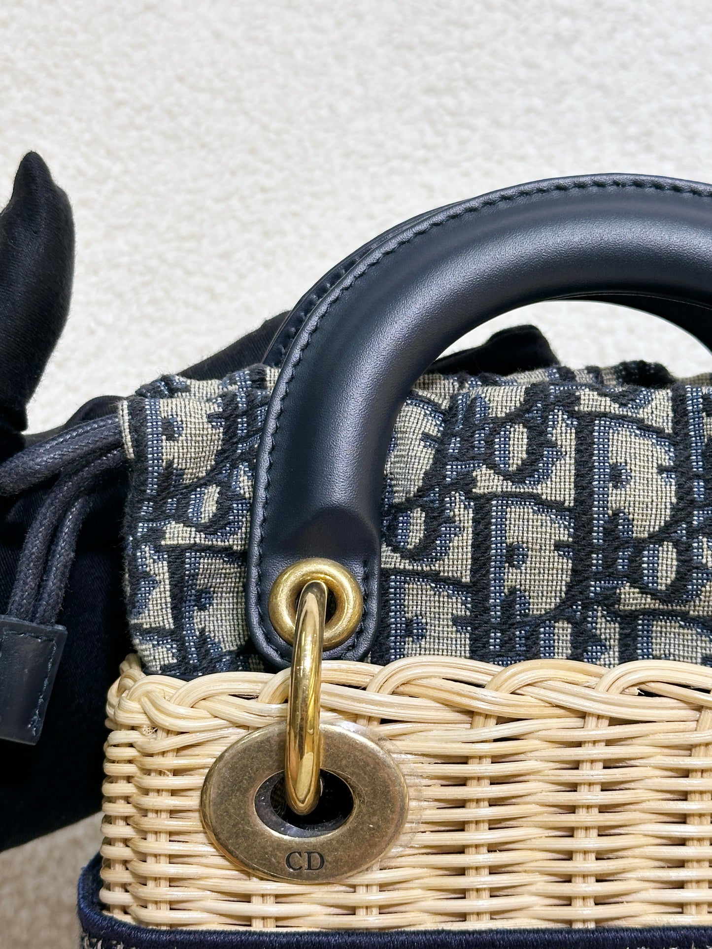 Christian Dior Bicolor Wicker Jacquard Mini Lady Dior Bag