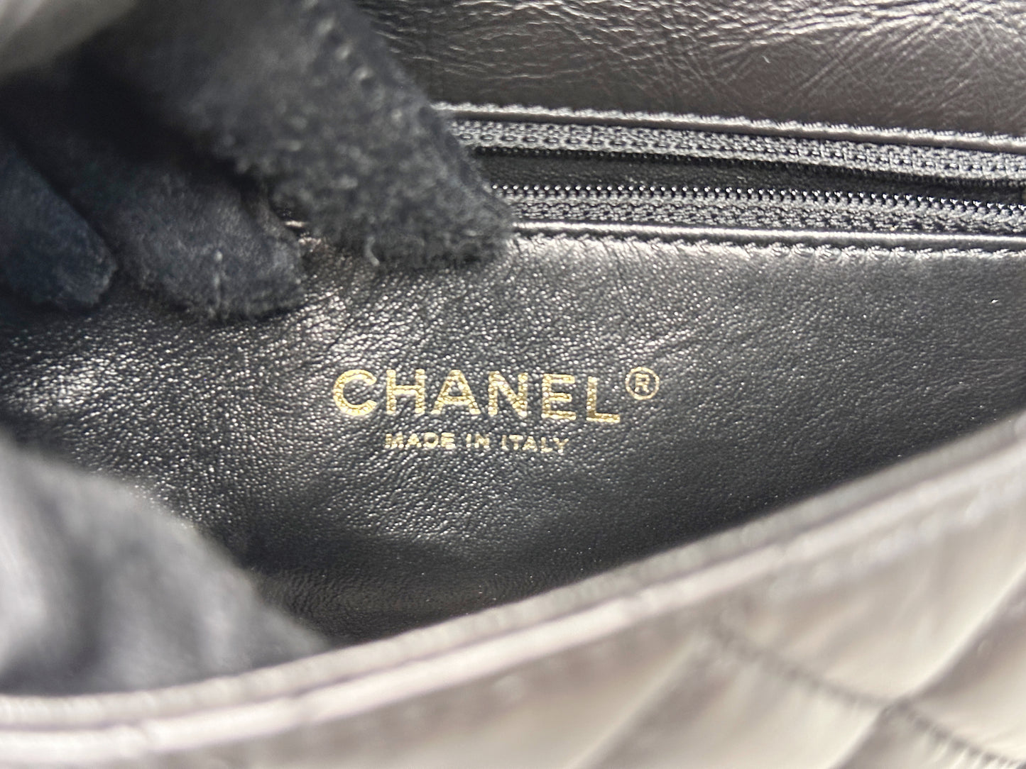 Chanel Mini Limited Edition Aged Calfskin Quilted Medallion Flap Black GHW 2063 holo card