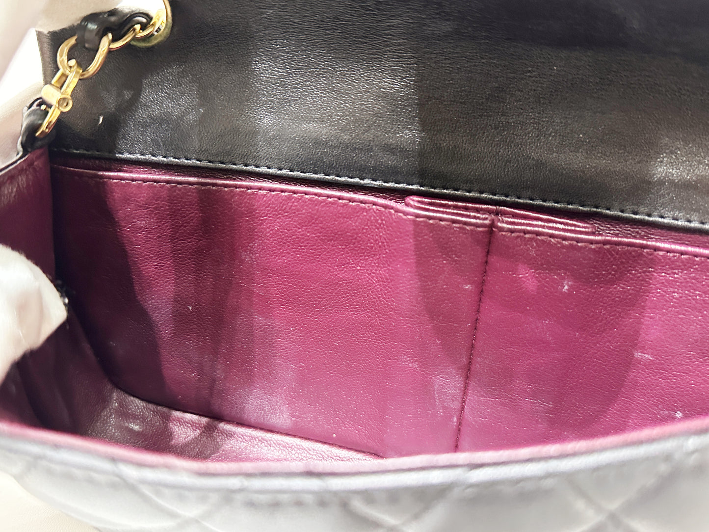 Chanel Lambskin East West Flap Bag Black GHW 1411 holo card