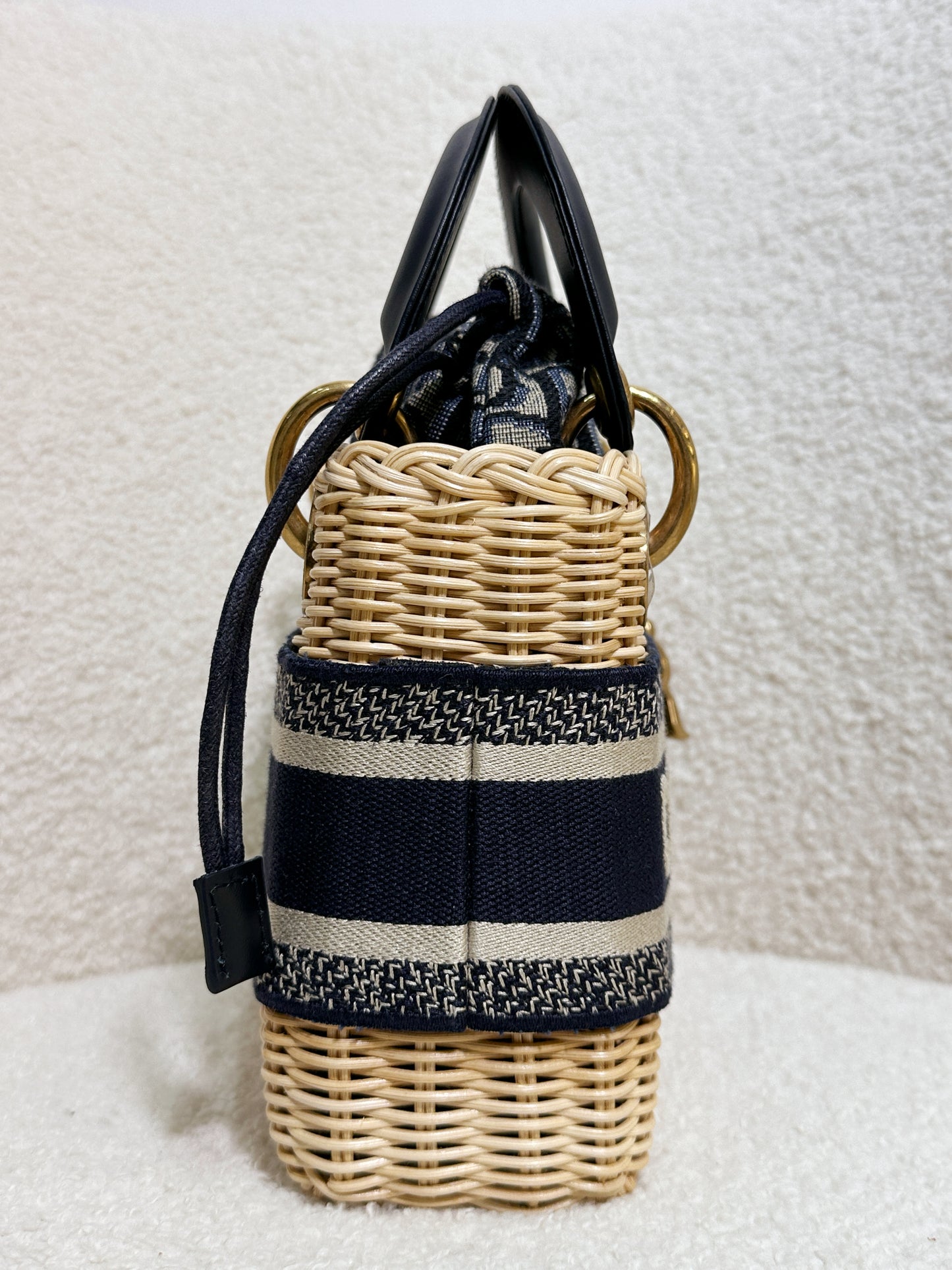 Christian Dior Bicolor Wicker Jacquard Mini Lady Dior Bag