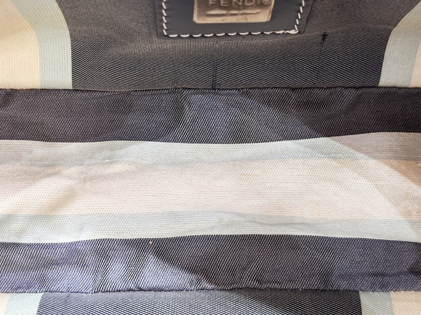 Fendi Mamma Baguette Canvas Shoulder Bag Navy blue