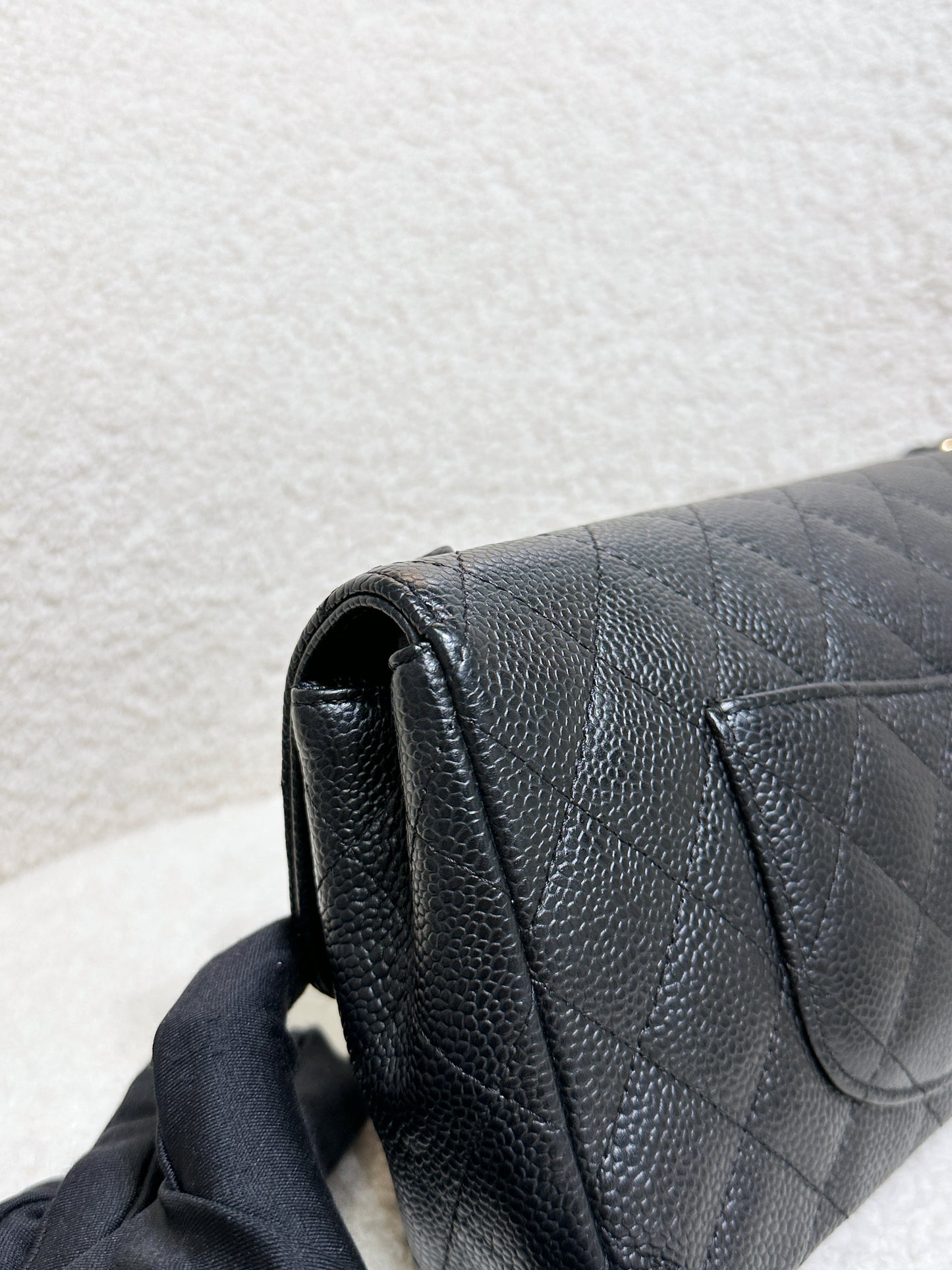 Chanel 24K Gold Caviar East West Flap Bag Black GHW 1273 holo card