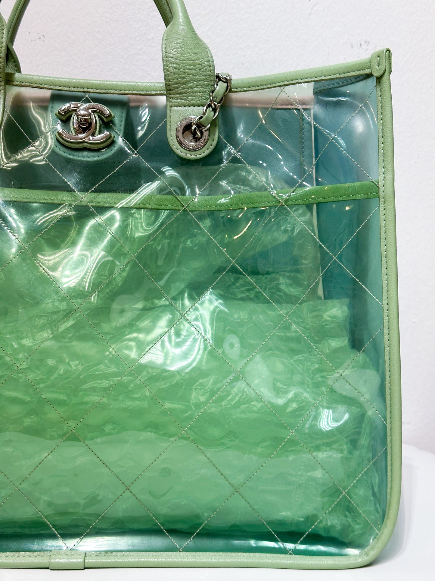 Chanel PVC Green/Pink/Blue Tote bag 2584 holo card