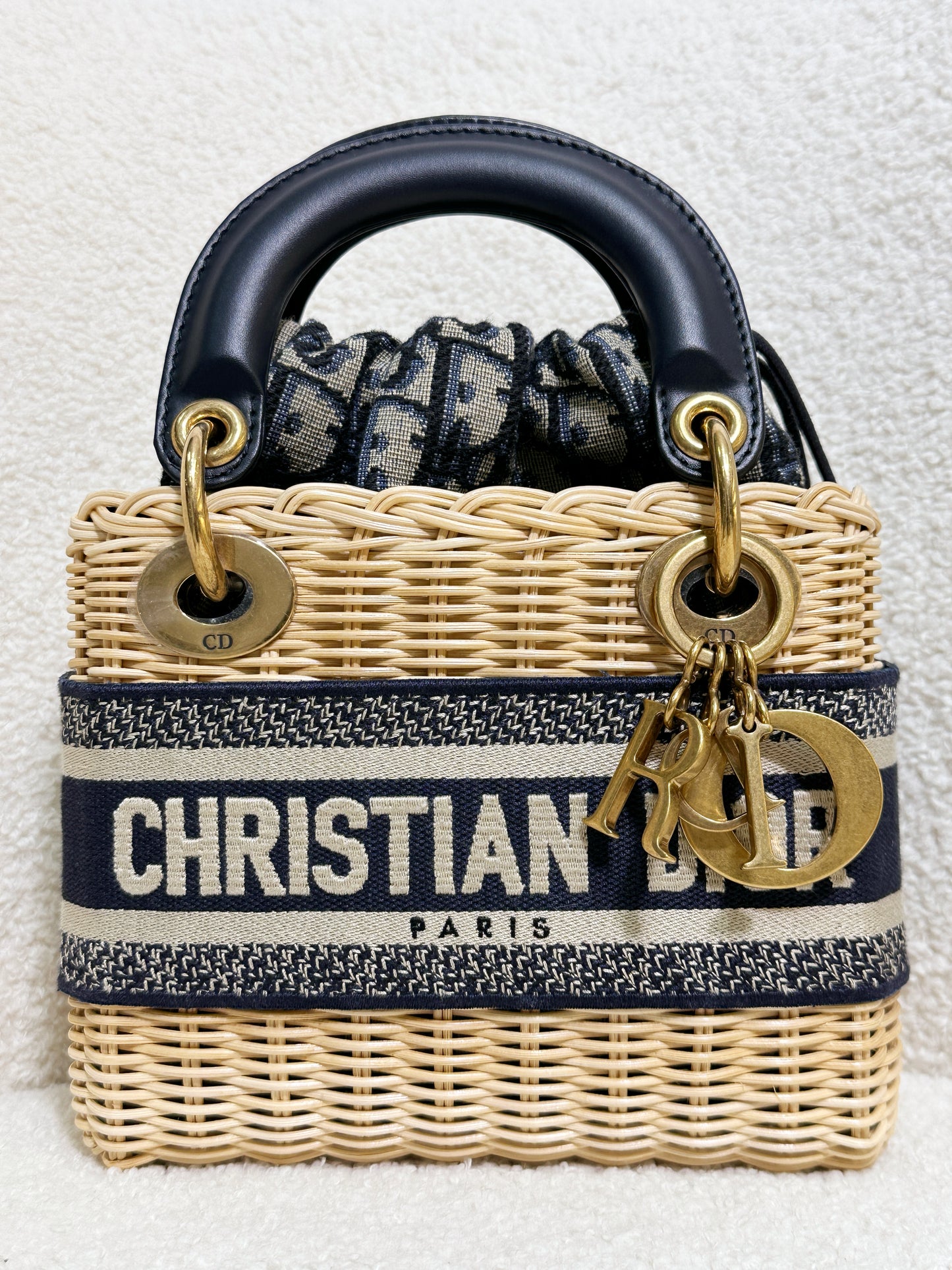 Christian Dior Bicolor Wicker Jacquard Mini Lady Dior Bag