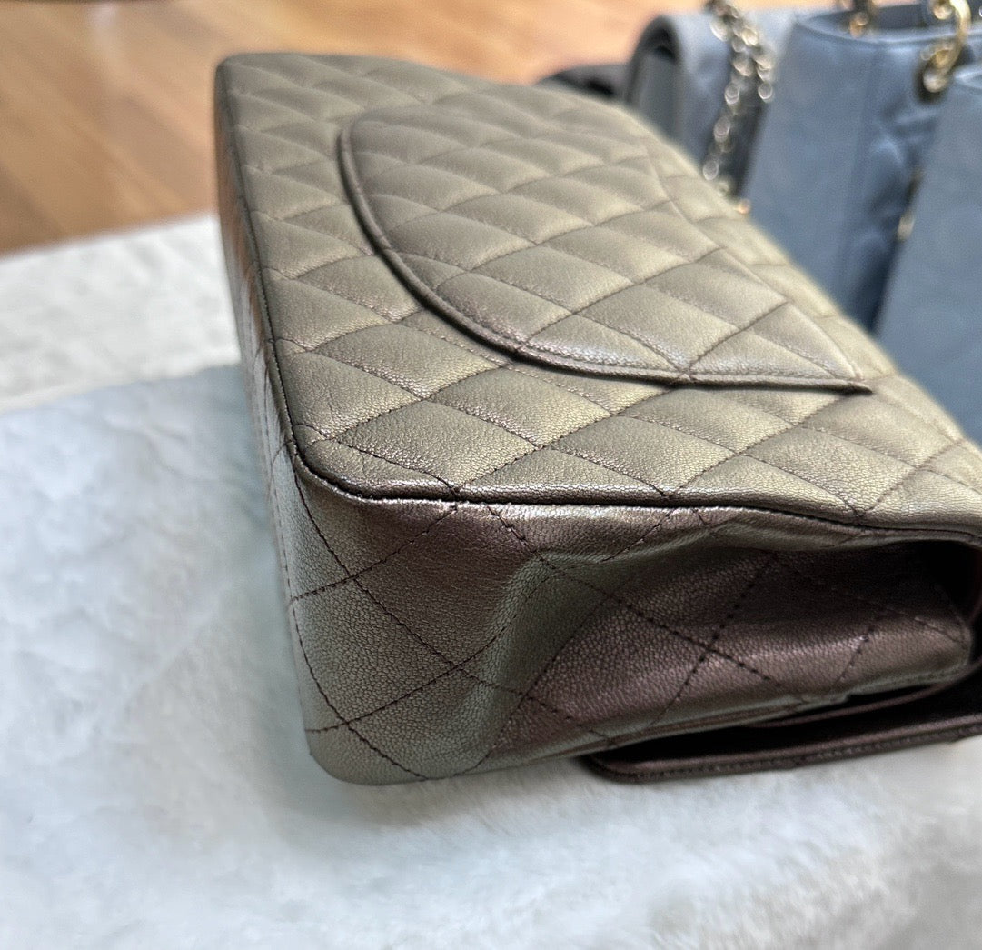 CHANEL Classic Bronze Double Flap Iridescent Hardware