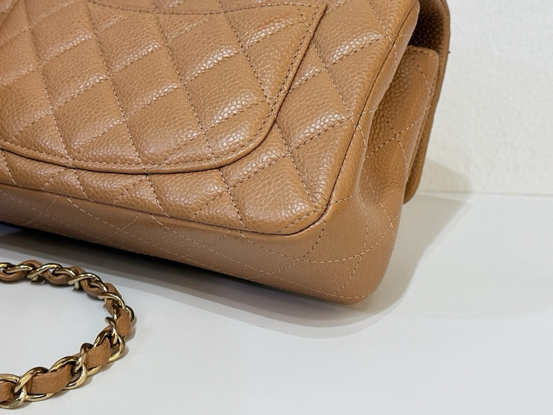 Chanel Classic Mini Rectangular Caviar Dark Beige Bag GHW 2598 holo