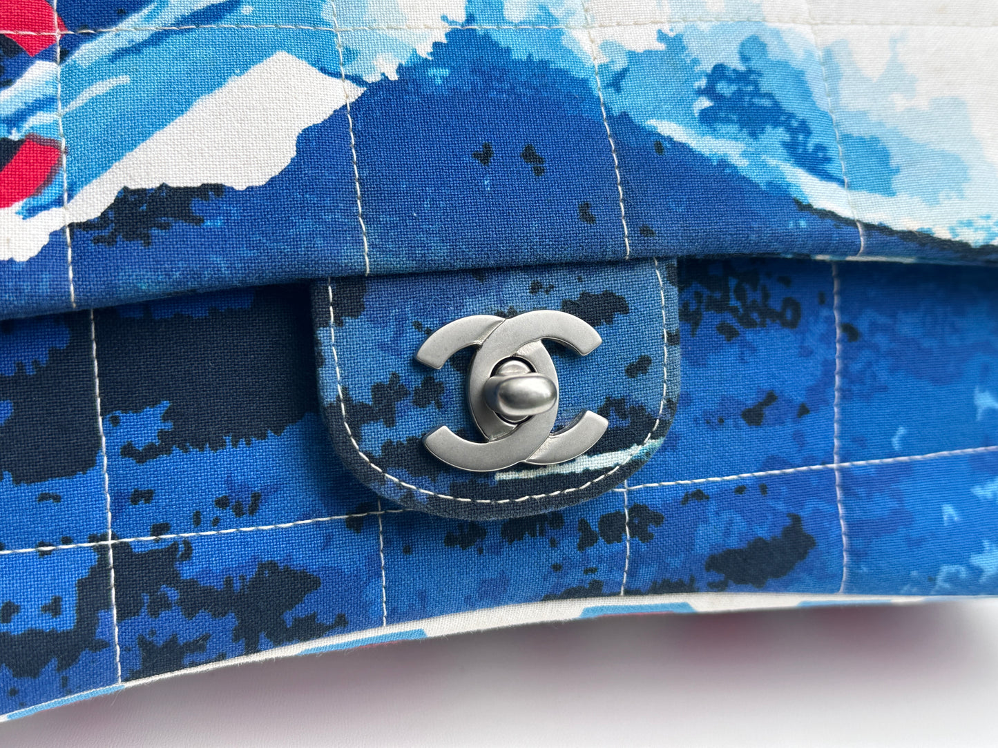 Chanel Canvas Square Quilted Surf Flap Multicolor 75 holo card