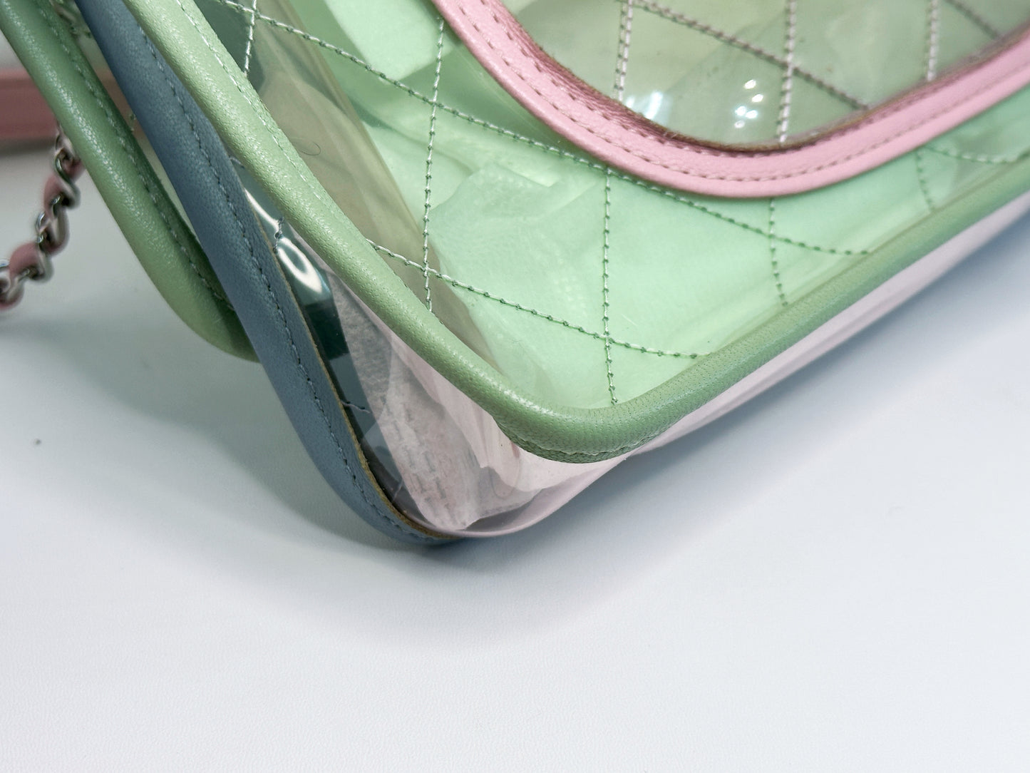 Chanel Coco Splash PVC Medium Flap Bag Green/Blue/Pink 254975 holo