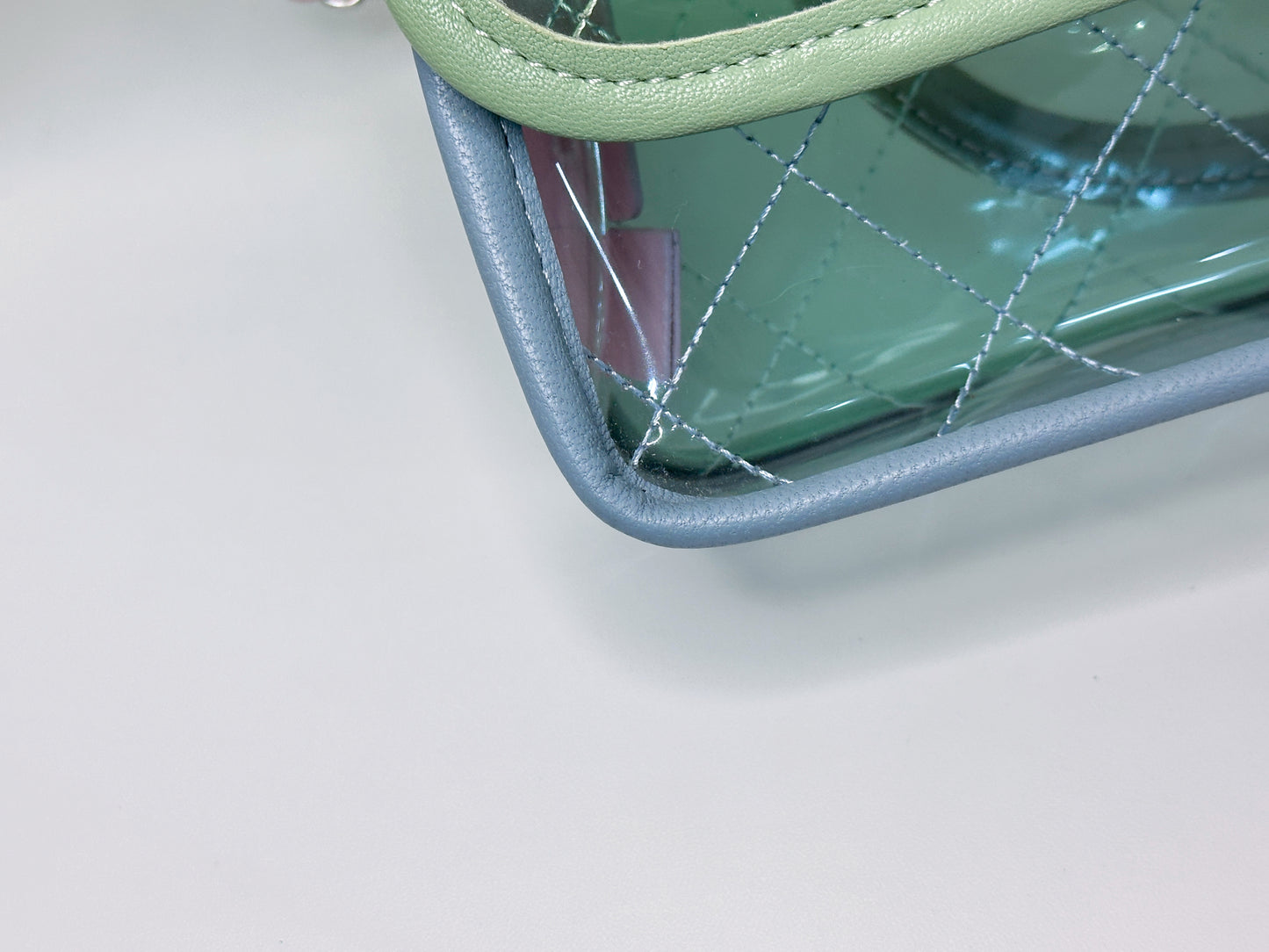 Chanel Coco Splash PVC Medium Flap Bag Green/Blue/Pink 2549 holo card