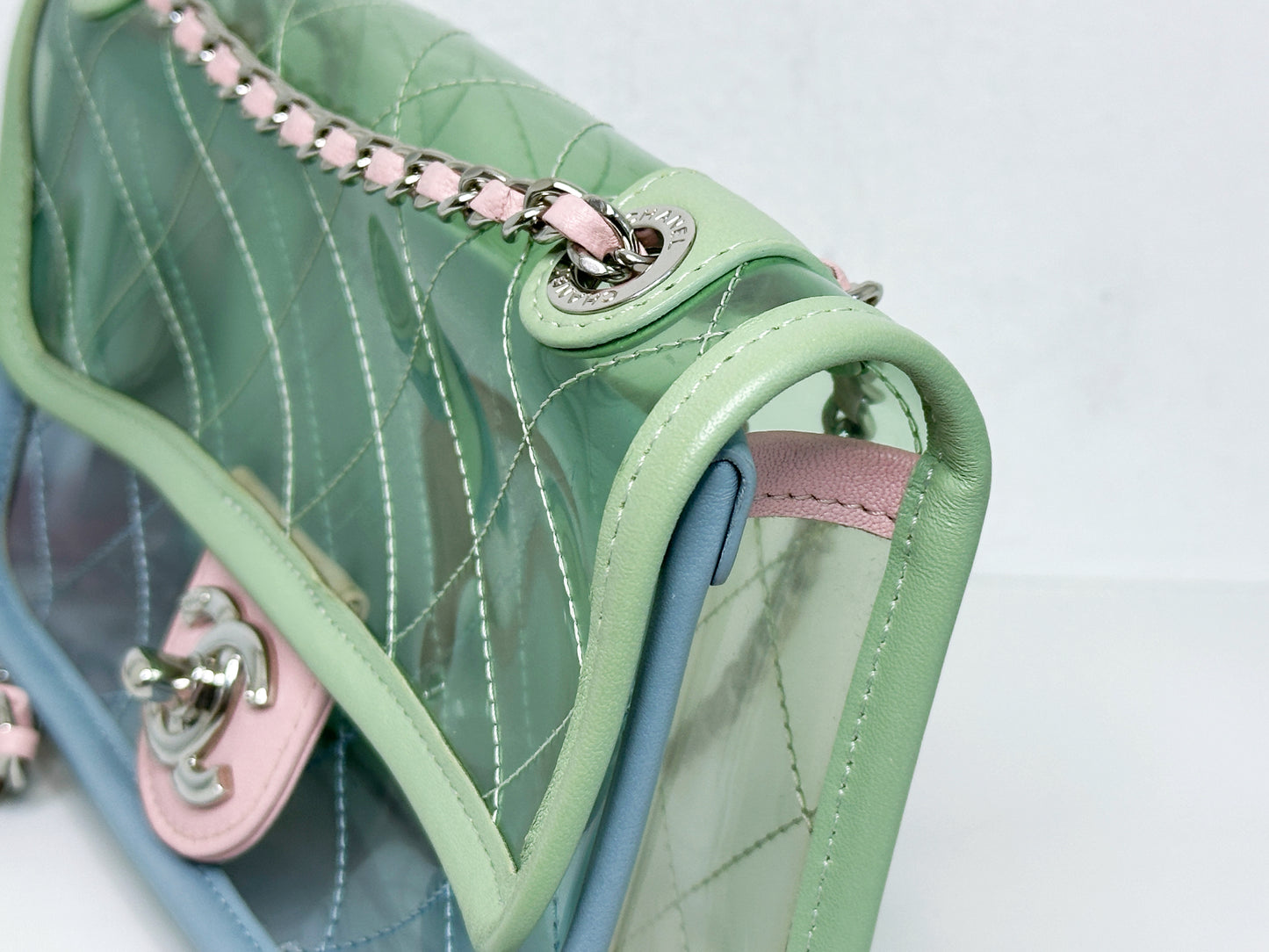 Chanel Coco Splash PVC Mini Flap Bag Green/Blue/Pink 25499 holo