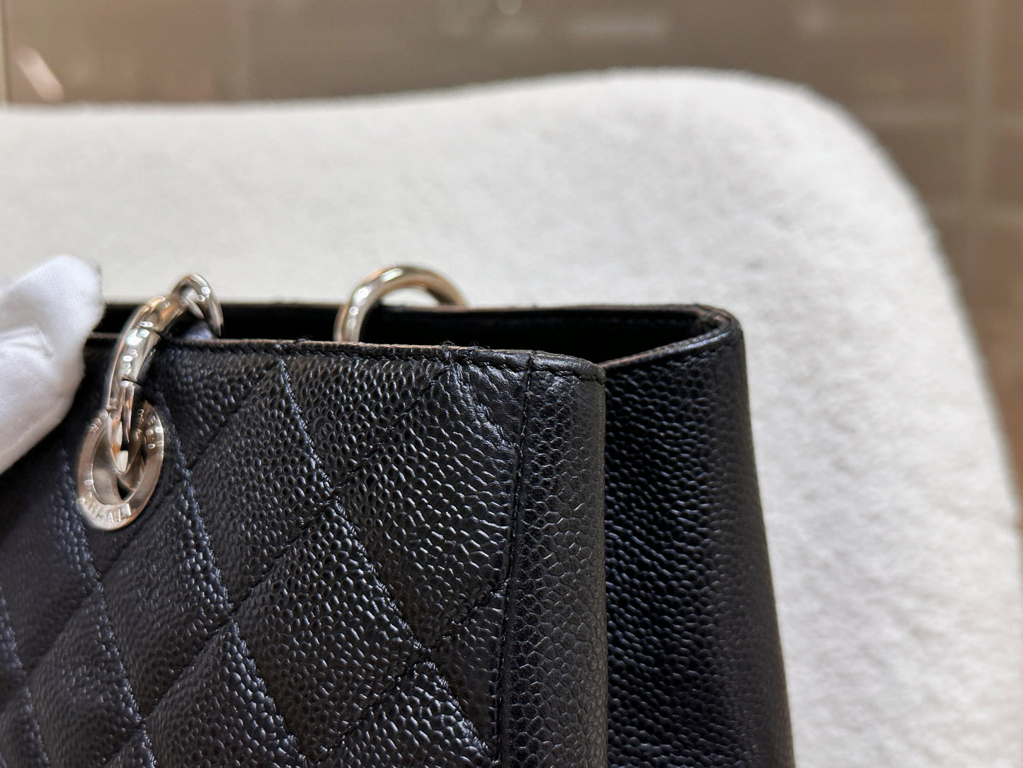 Chanel Caviar Grand Shopping Tote GST Black SHW 1594 holo card