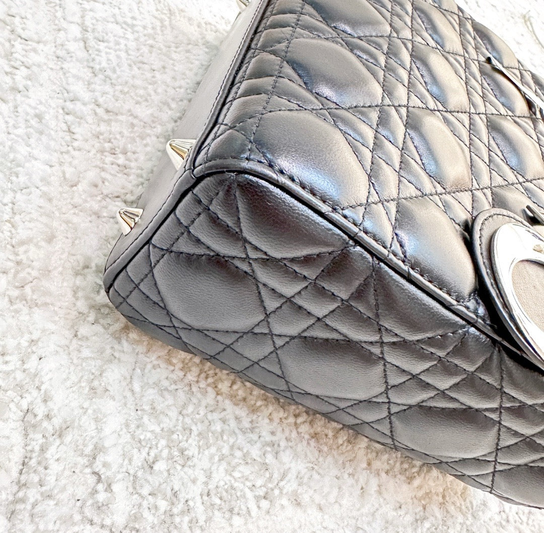 CHRISTIAN DIOR Lambskin Cannage Small My ABCDior Lady Dior Black SHW