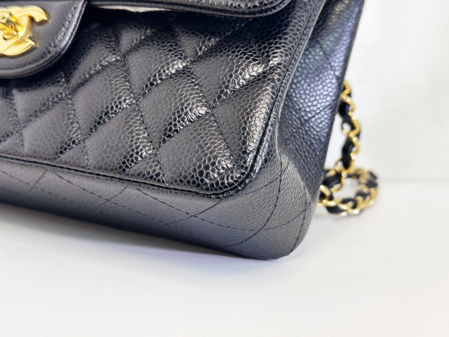 Chanel Small Classic Quilted Caviar Double Flap Bag Black TLLT Microchip