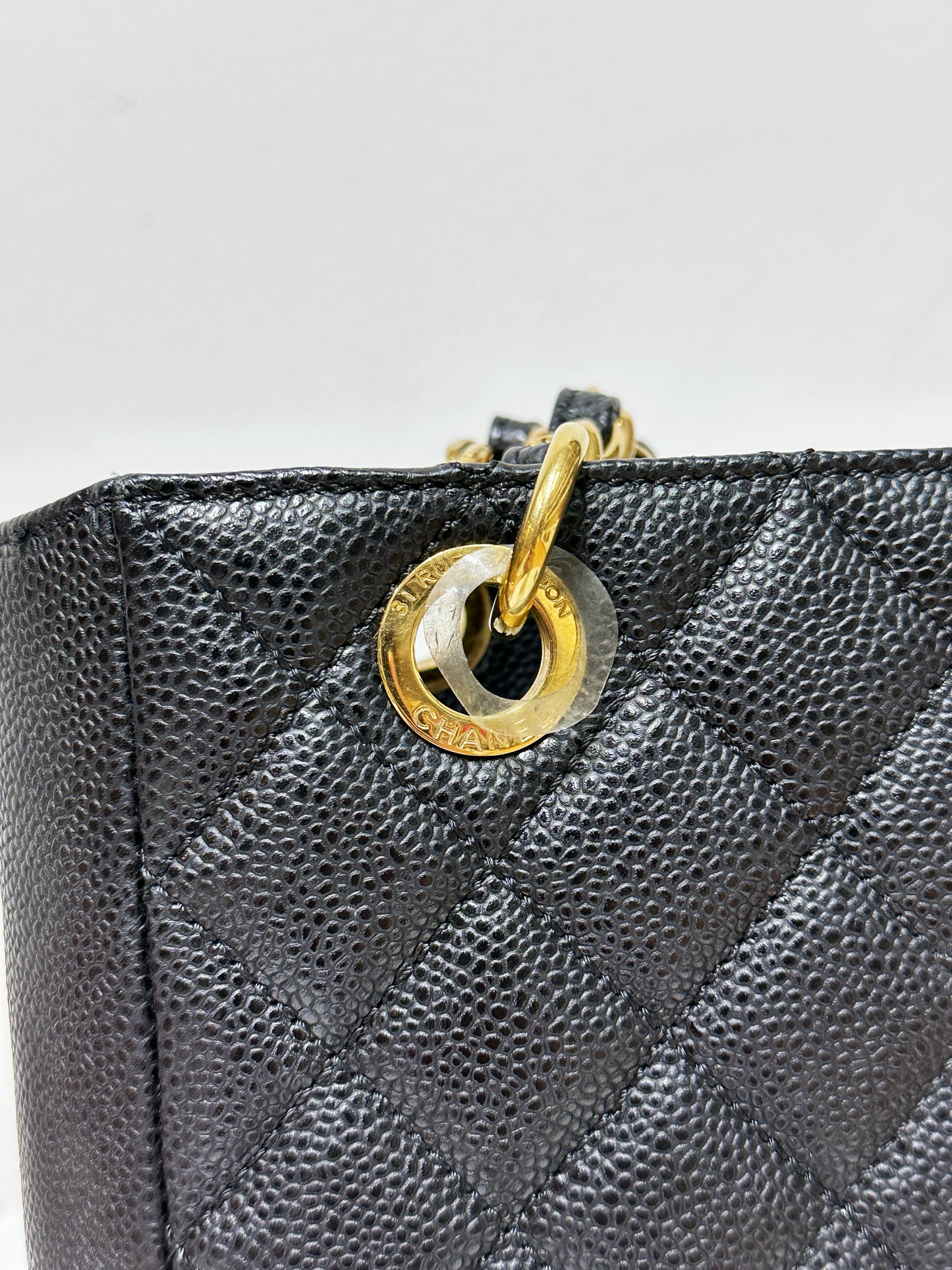 Chanel Caviar Quilted Petit Shopping Tote PST Black GHW 1602 holo card