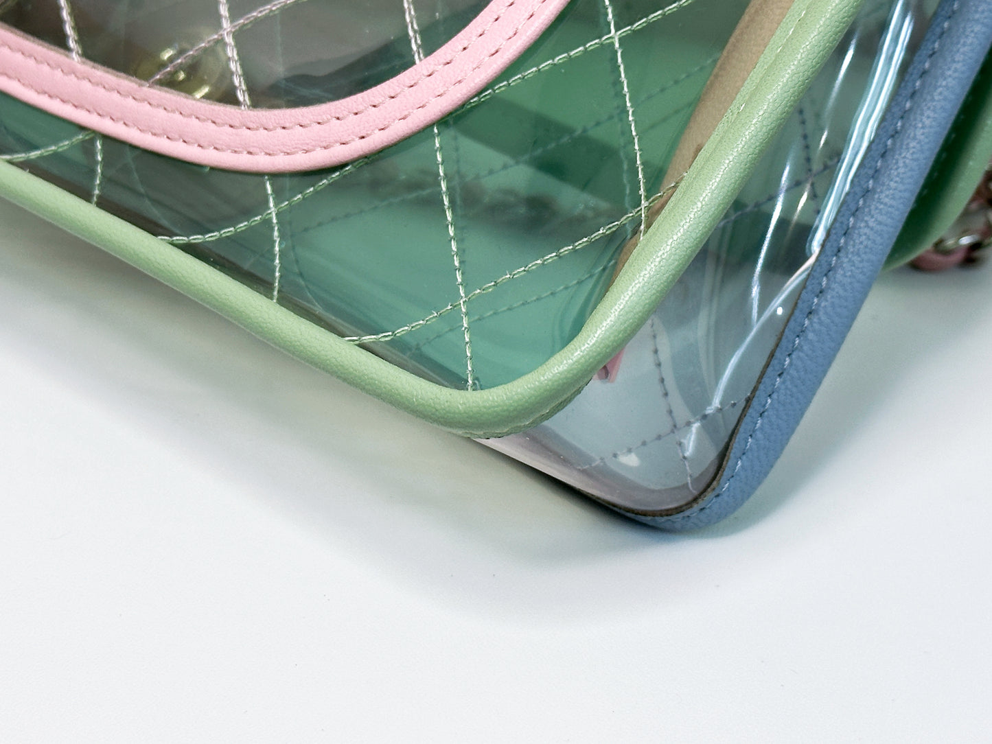 Chanel Coco Splash PVC Medium Flap Bag Green/Blue/Pink 2549 holo card