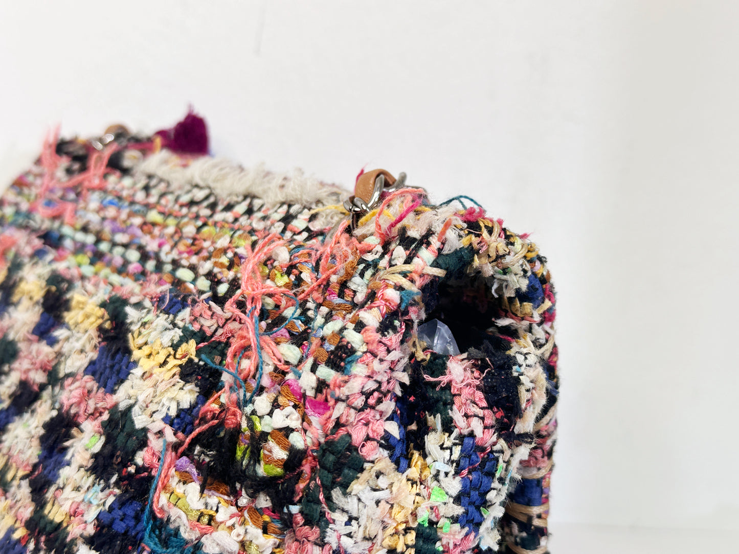 Chanel Pom Pom CC Quilted Tweed Medium Flap Bag