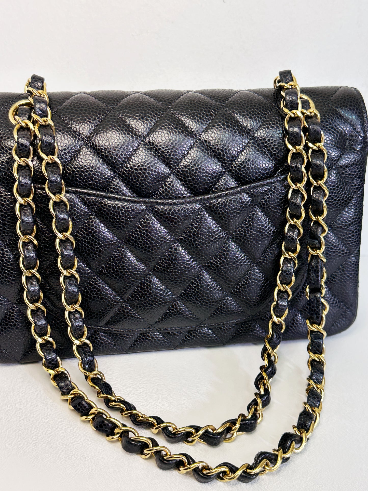 Chanel Small Classic Quilted Caviar Double Flap Bag Black TLLT Microchip