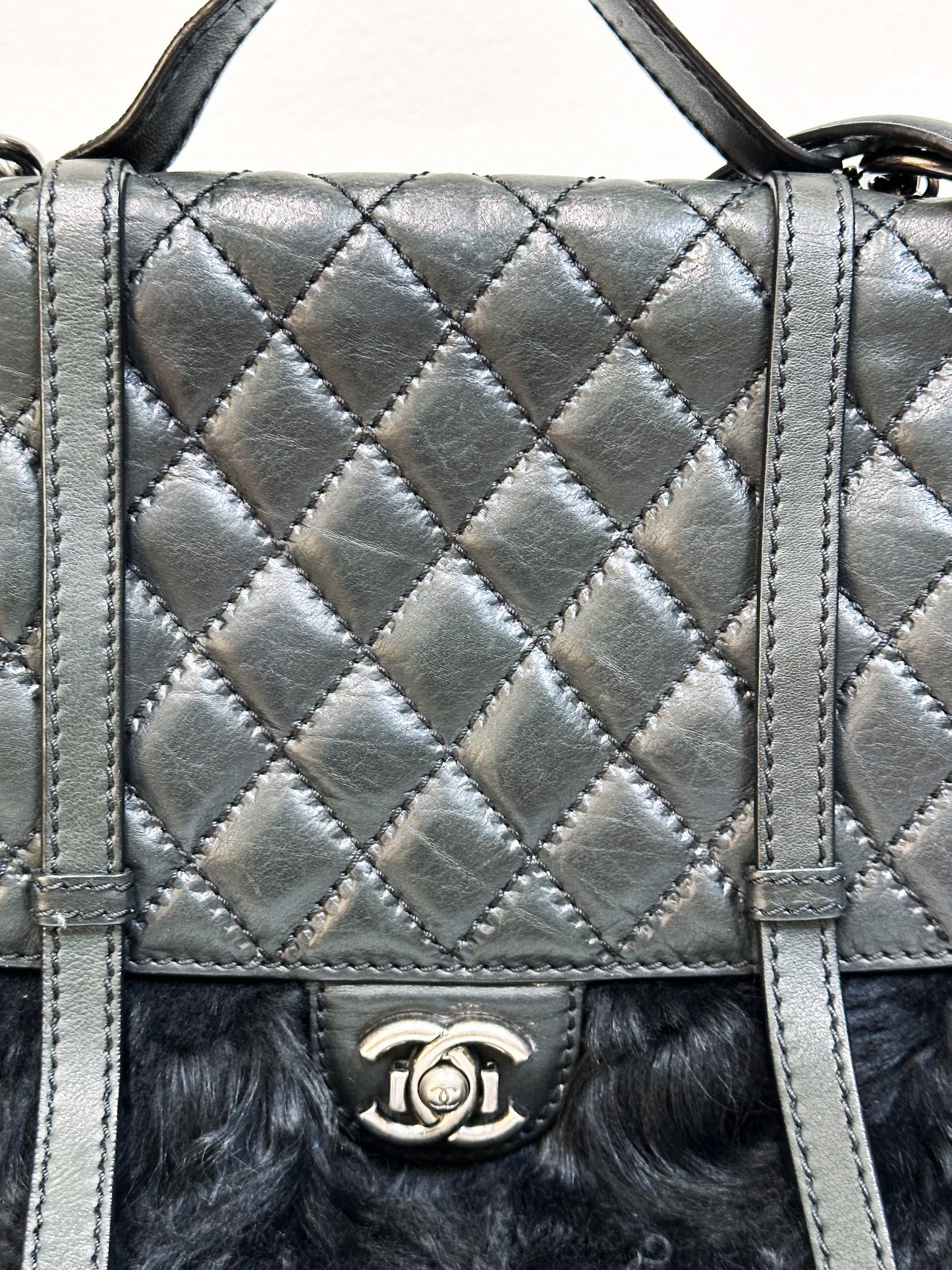 Chanel Paris-Dallas Double Flap Bag Quilted Calfskin and Fur Large