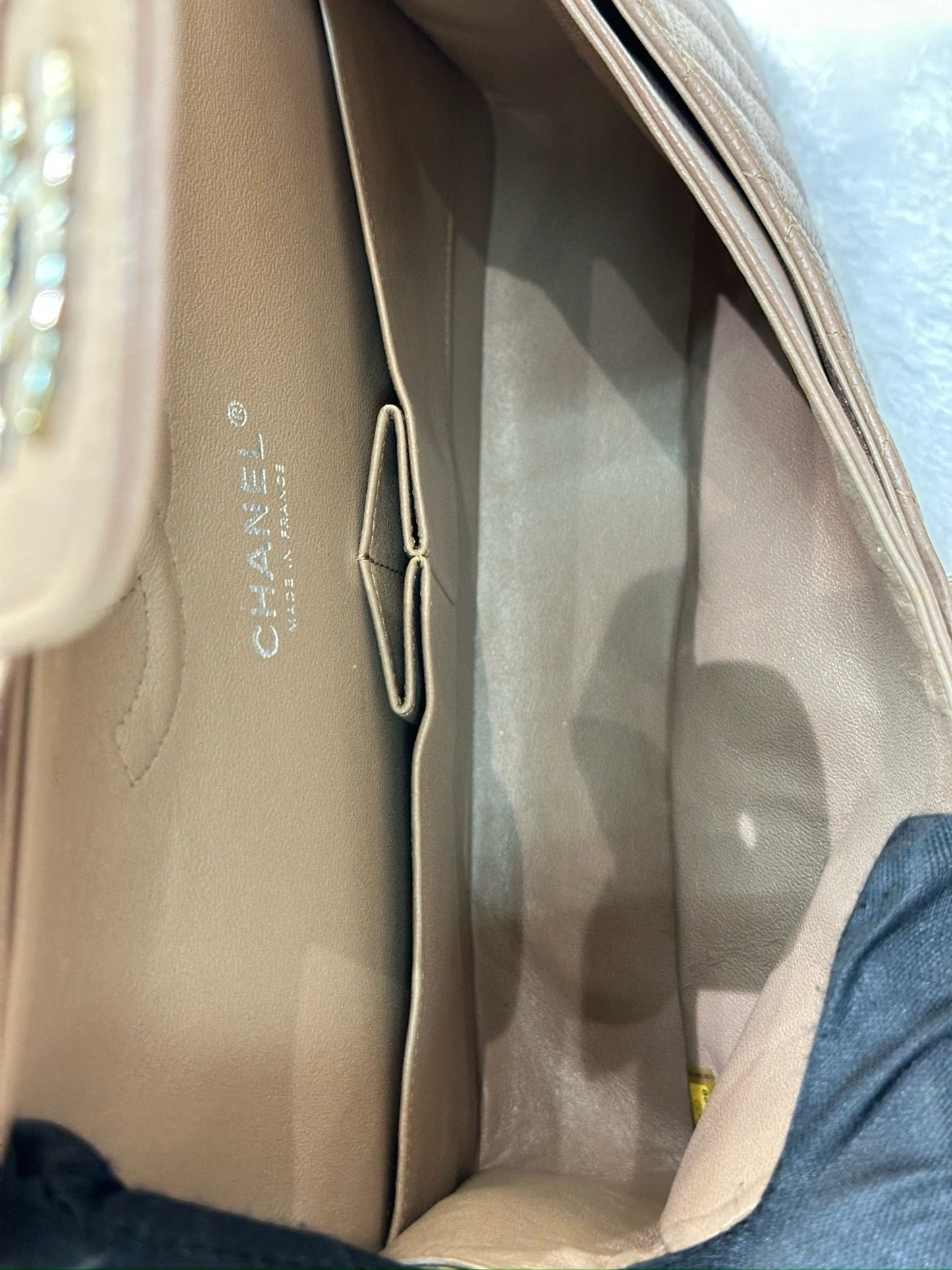 Chanel Medium Classic Caviar Double Flap Taupe SHW