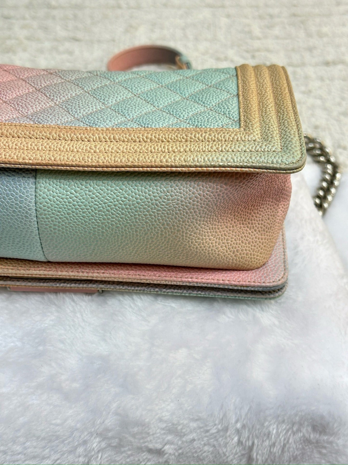 Chanel Medium Caviar Quilted Rainbow LeBoy Flap Pink Multicolor