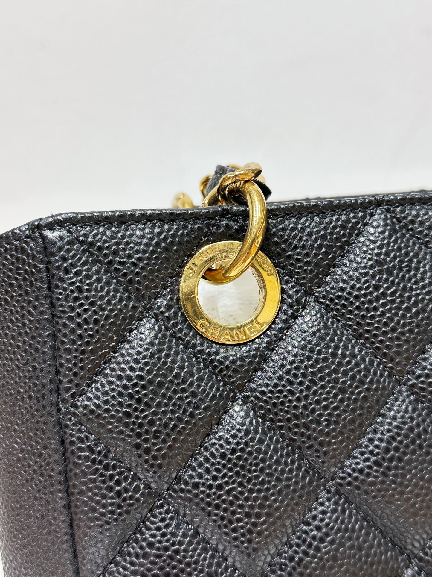 Chanel Caviar Quilted Petit Shopping Tote PST Black GHW 1602 holo card