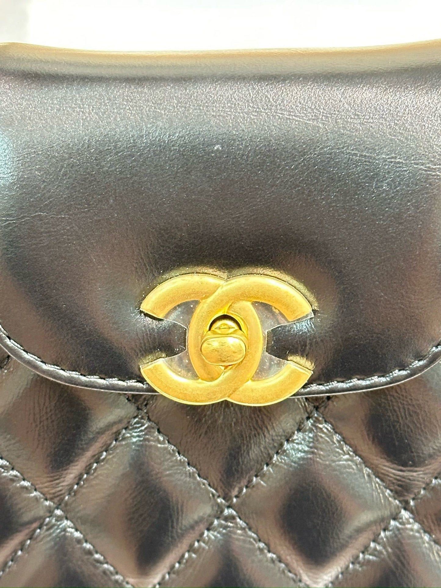 Chanel Lambskin Kelly Shopping Bag Black GHW 19cm
