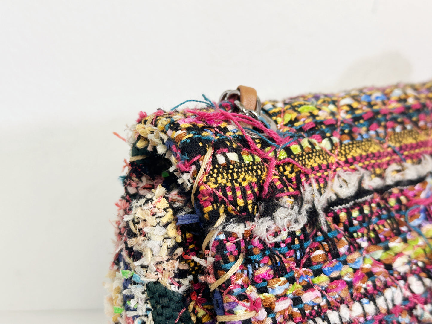 Chanel Pom Pom CC Quilted Tweed Medium Flap Bag