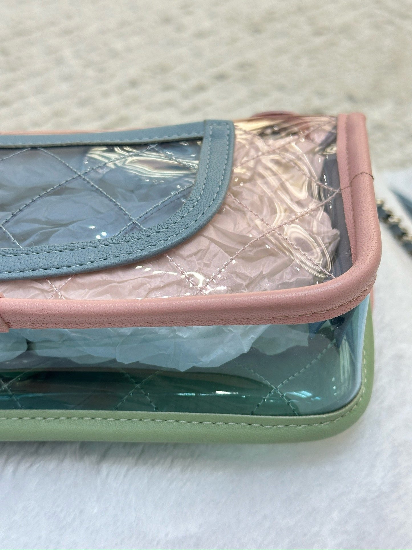 Chanel Mini Coco Splash PVC Flap Bag Pink/Green/Blue SHW