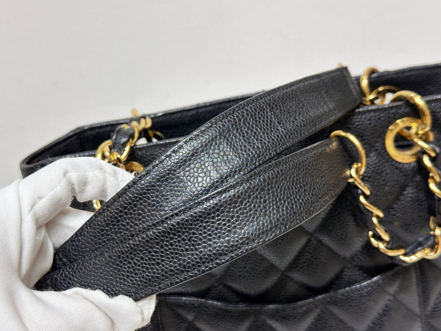 Chanel Caviar Quilted Petit Shopping Tote PST Black GHW 1602 holo card