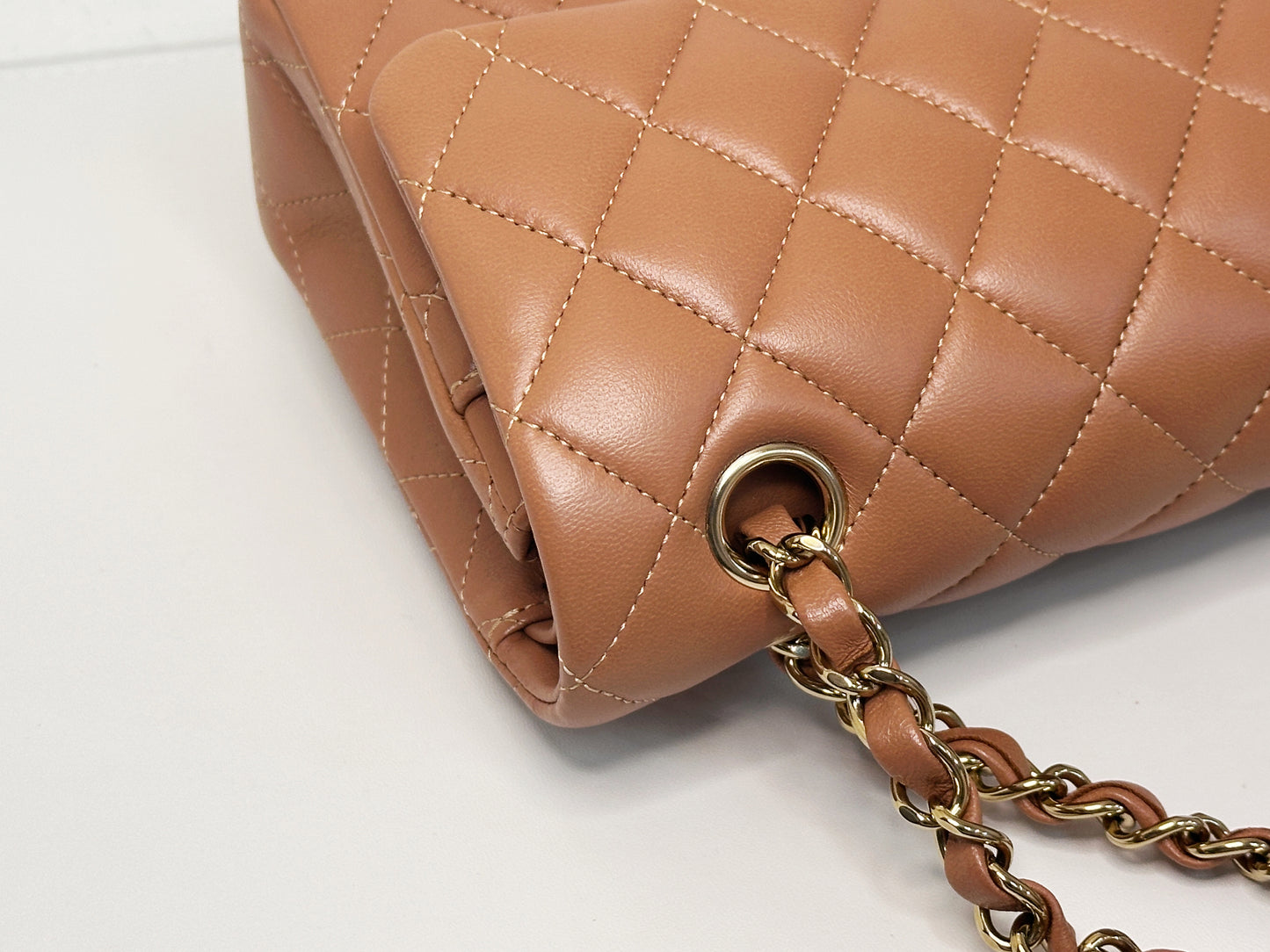 Chanel Small Lambskin Classic Double Flap Bag Dark Beige LGHW